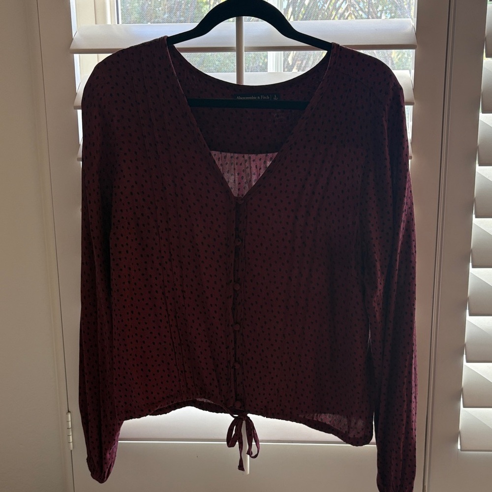 Abercrombie Deep Red V-Neck Blouse